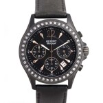 Men's Stone Studded Analog Watch STW00001B0 - 38 mm - Black