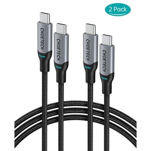 2 Pack USB C To USB C 6Ft Braided Cable (100W) Black