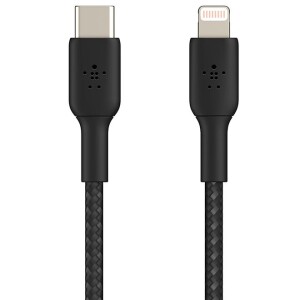 Belkin Braided USB-C to Lightning Cable (iPhone Fast Charging Cable for iPhone 13, 13 Pro, 13 Pro Max, 13 mini and Earlier Models) Boost Charge MFi-Certified iPhone USB-C Cable (2m, Black) Black